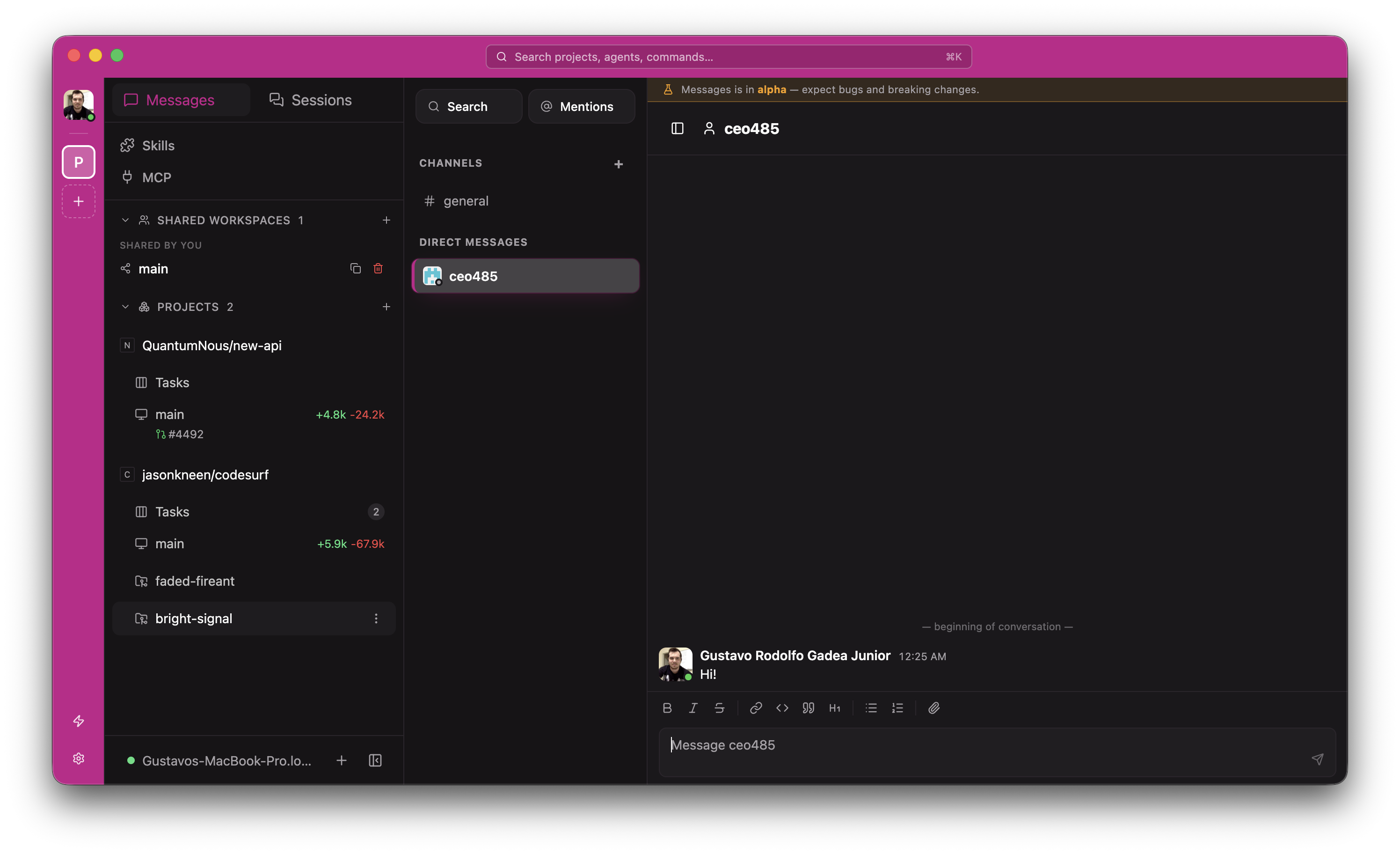 Hubcode desktop — projects, kanban, shared workspaces